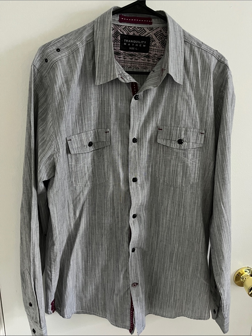Tranquility by Colorado Clothing Gray Striped Long-Sleeve Button-Down Shirt